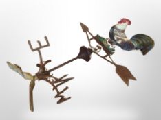 A cast iron cockerel weather vane,