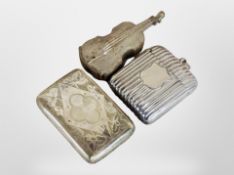 Three silver plated match vestas,