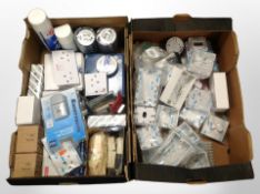 Three boxes of wall sockets, insulation tape,