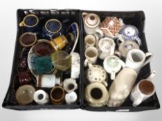 Two boxes of porcelain teapots,