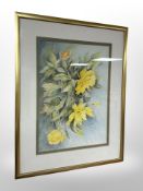 Margaret Adamson : Still life of flowers, watercolour,