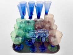 A group of Scandinavian coloured glass ware