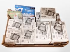 A box of security floodlights