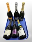 Six bottles of alcohol including Prosecco,