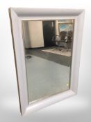 A painted bevelled overmantel mirror,