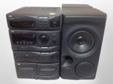 A JVC compact component hifi with remote and pair of speakers