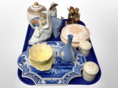 A group of ceramics, two Nao figures, West German figure of two boys,