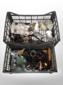 Two crates of figures, 19th century Staffordshire group,