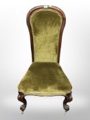 A Victorian rosewood high-backed salon chair
