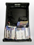 A box of Sony Playstation III, two controllers,