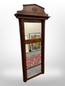 A 19th century Danish mahogany pier glass mirror 126 cm x 57 cm
