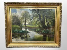 Hugo Petersen : Forest stream, oil on canvas,