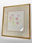 Late Twentieth Century School : Still Life with Pink Flowers, watercolour,