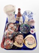 A Maling lustre vase, further dressing table set, pair of sifters,