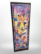 A colour print depicting tropical birds,