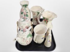 Eight pieces of Maling lustre china