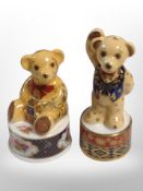 Two Royal Worcester The Connoisseur Collection teddy bear ornaments, tallest 11.