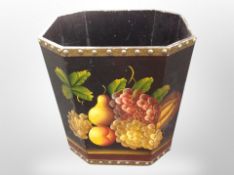 An early 20th century painted wooden waste bin