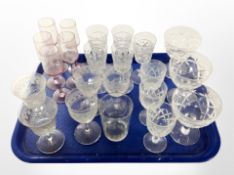 A collection of crystal drinking glasses,