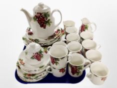 Thirty eight pieces of Royal Doulton vintage grape tea dinner and coffee china