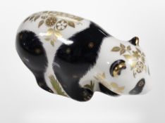 A Royal Crown Derby Baby Panda Walking paperweight with gold stopper