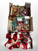 Three boxes of Danish Christmas decorations