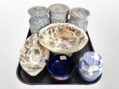 A Maling lustre octagonal fruit bowl and matching gonadala dish together with a Cetem ware dish,