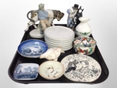 A group of Danish ceramics, wall plaque, Bing and Grondhal blue and white bowl,