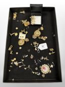 A collection of costume jewellery cufflinks, earrings,