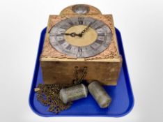 A Danish clock movement with brass and silvered dial,