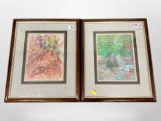 Philip Solden : Summer Garden with House Beyond, acrylic, signed, 22 cm x 16 cm,