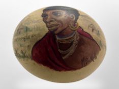 A painted ostrich egg