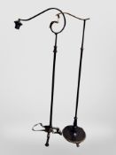 Two Continental brass lamp stands