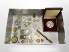 A collection of coins,