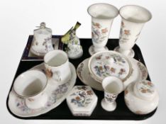 A pair of Wedgwood Kutani porcelain vases, further lidded dressing table pot, dish, ginger jar,