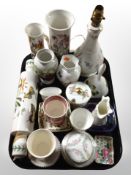 A group of porcelain, Aynsley Wild Tudor lamp base,