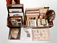 Two boxes of pictures and prints,