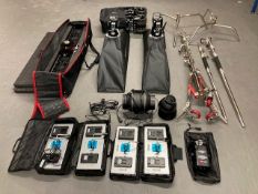 The contents of a photographic studio to include : 2 x SL60W Godox lamps,
