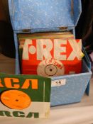 A case of 45 rpm records.