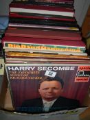 A large box of LP records.