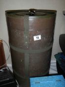 A vintage circular bound lidded box.