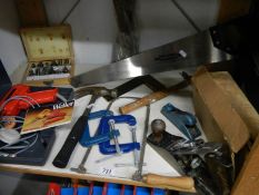 A mixed lot of tools including spirit levels, Stanley plane, Weller soldering set etc.,