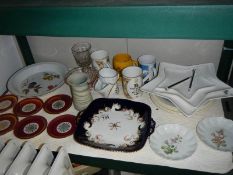 A Royal Worcester Evesham dish, Edwardian shaving mug, Limoges hand painted dishes etc.,