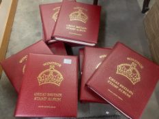 6 albums of UK stamps in Windsor Albums including good Victoria album also Edward, George, Mint etc