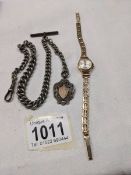 A 9ct gold ladies wrist watch with 375 case and strap, 9.7 grams with movement out