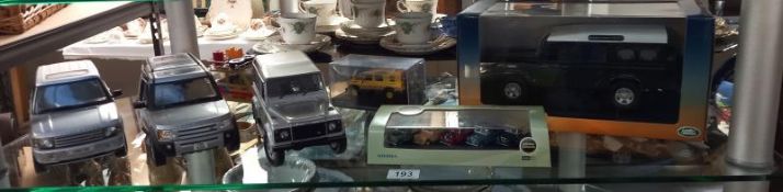 A quantity of diecast Land Rover and Range Rover models including Ertl, Burago, Corgi