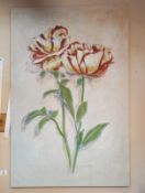 A large print on canvas of flowers - 59cm x 89cm. COLLECT ONLY