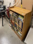 A 1950's oak book case, 76cm wide x 22.5cm deep x 107cm high (COLLECT ONLY)