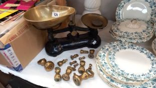 A Librasco set of scales & quantity of brass weights