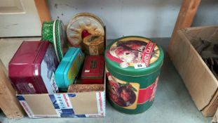 A quantity of tins (1 has buttons & 1 has a small lot of Lego)